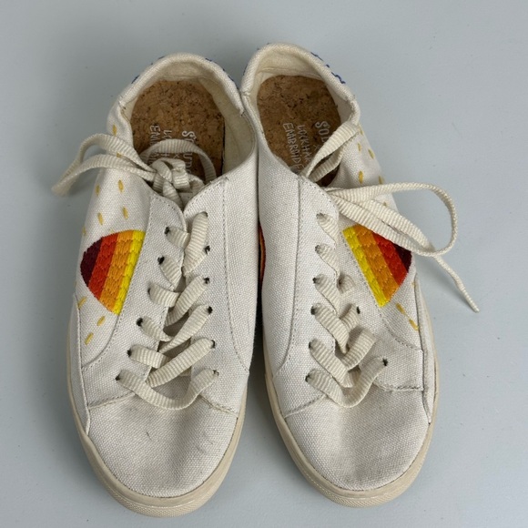 Soludos Peace Out Sun Embroidered Canvas Boho Sneakers Women’s Sz 6.5 - Picture 6 of 8